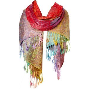 Women's Red Luxury Silk Satin Scarf Shawl Wrap Elegant and Stylish Accessory